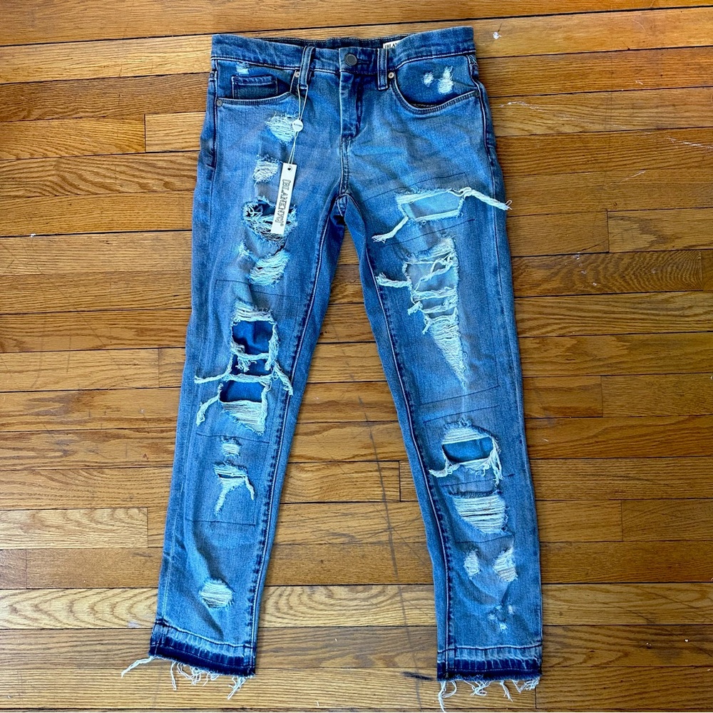 Blank NYC NWT distressed straight leg jeans women’s size 25 light wash ripped